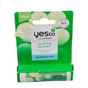 YesTo Cucumbers Soothing Lip Balm with Aloe Vera for Sensitive Skin NeW